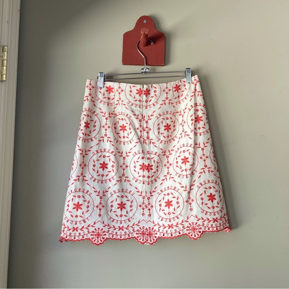 Loft Floral Orange Embroidered Mini Skirt 4 - Picture 5 of 7